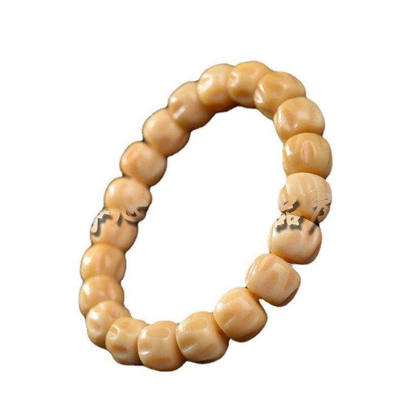 EverestArtstudios Camel Bone Warm Cream Drum Bead Bracelet