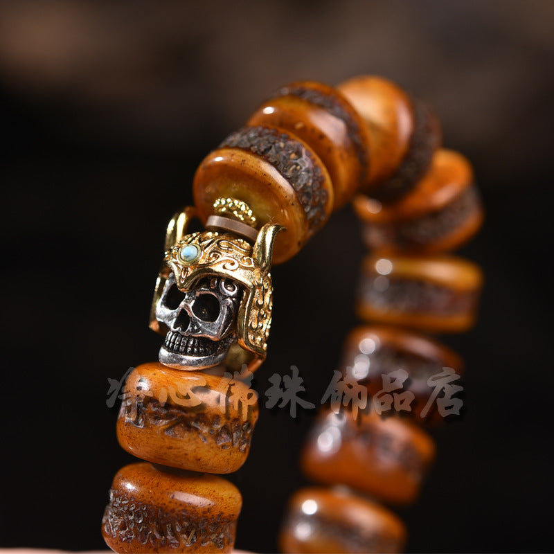 EverestArtstudios Bone Engraved Barrel Bead Bracelet
