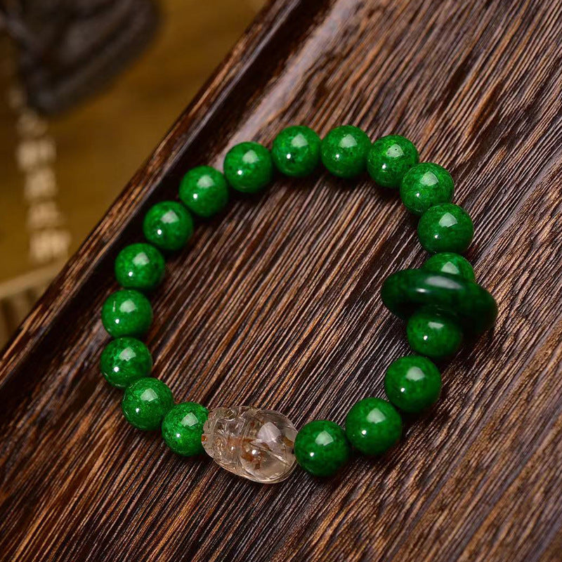 EverestArtstudios Jade-Look Bead Ghau Charm Bracelet