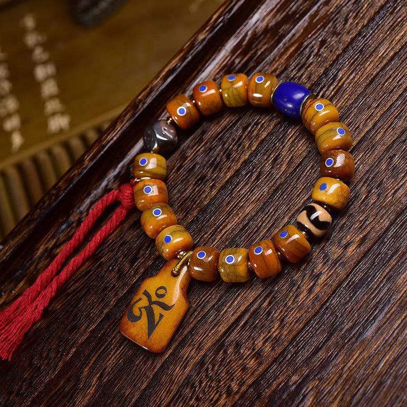 EverestArtstudios Bone Lapis Inlay Agate Accent Bracelet