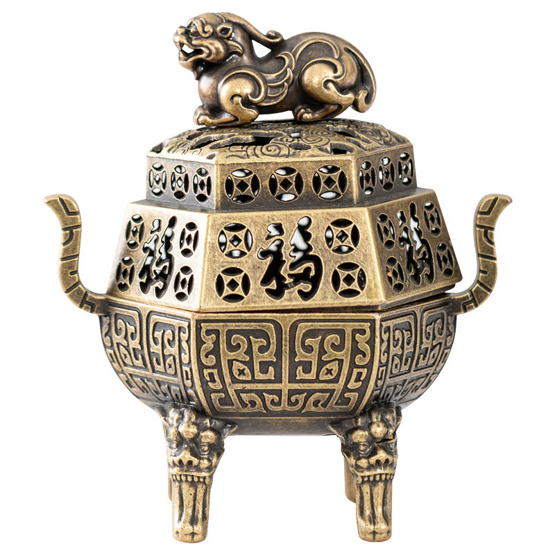 Incensario Ding de Qilin y animales míticos