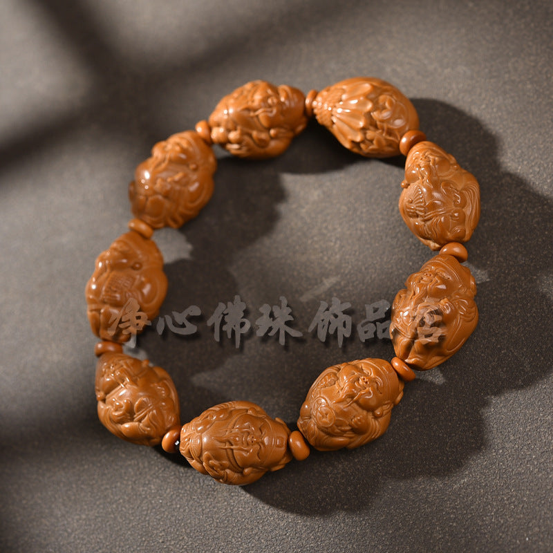 EverestArtstudios Carved Olive Pit Auspicious Motif Bracelet Collection