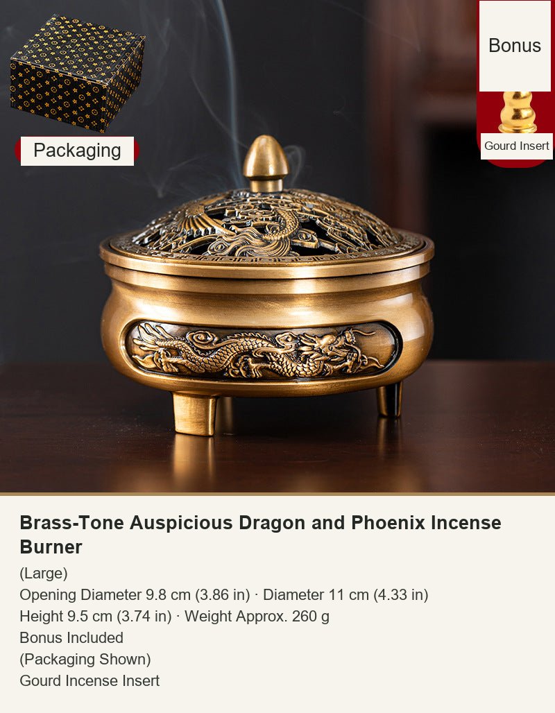 Colección de incensarios y bases de dragón, fénix y loto