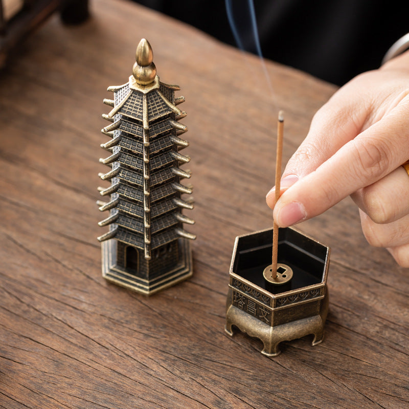 Wenchang Tower Incense Burner Home Ornament Crafts Office Decoration Desk Creative Ornament Sandalwood Thread Aromatherapy Burner