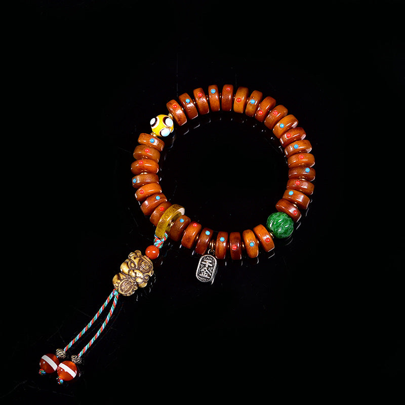 EverestArtstudios Camel Bone Tassel Cord Bracelet
