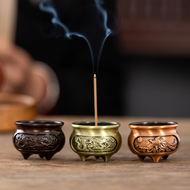 Mini small incense burner Copper alloy aromatherapy burner Xuande furnace wire incense burner insert incense holder incense holder household sandalwood burner