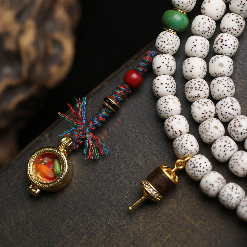 Natural Star and Moon Bodhi Sub-bucket Beads 108 Buddha Beads Wenwan Four-sided Small Thangka Pendant Agate Gawu Box Accessories