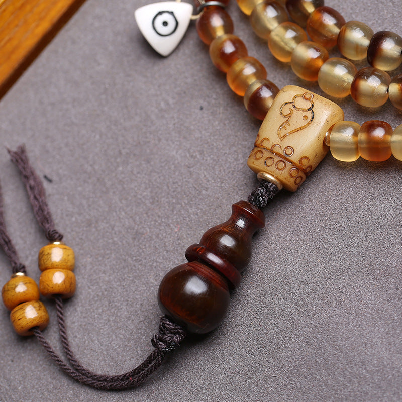 Natural Golden Armor 108 Buddha Beads, Turtle Barrel Bead Plate Play Beaded Old Bone Tee Diamond Bodhi Horn Accessories