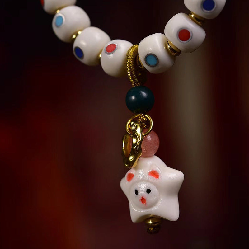 EverestArtstudios Yak Bone Multicolor Inlay Antler Charm Bracelet