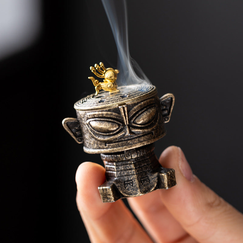 Popular Sanxingdui alloy incense burner sandalwood pear tent incense tea ceremony creative incense burner indoor home zen ornament
