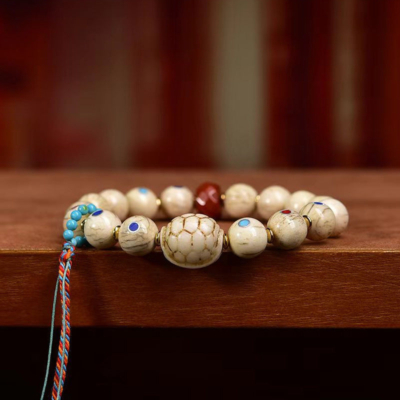 EverestArtstudios Bone Round Bead Agate Accent Bracelet