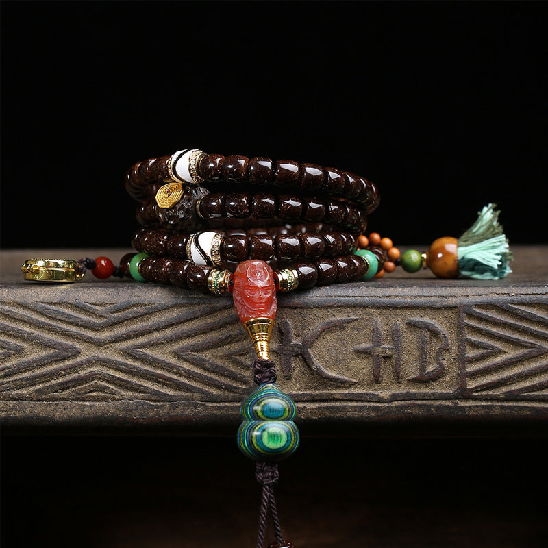 Natural Coconut Pot Beads 108 Buddha Beads Multi-circle Bracelet Black and White Craft Beads Dzi Beads Red Agate Gawu Box Accessories