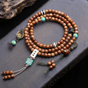 Natural Cook 108 Buddha Beads, Rosary Beads, Barrel Beads, Phoenix Eye, Bodhi Agate Line Beads, Return Bone, Antlers Tee Accessories