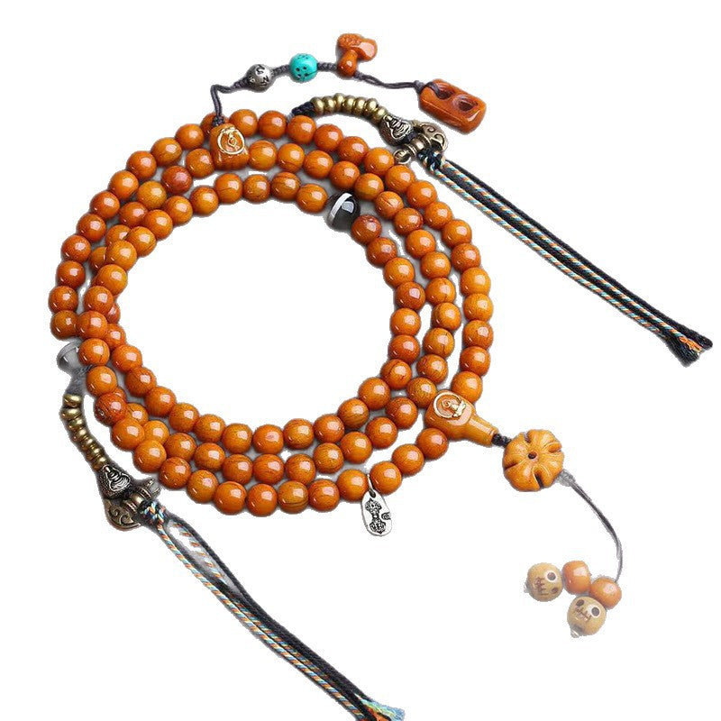 Tibetan return yak bone 108 Buddha beads round beads agate line beads camel bone tee copper faceless Buddha accessories