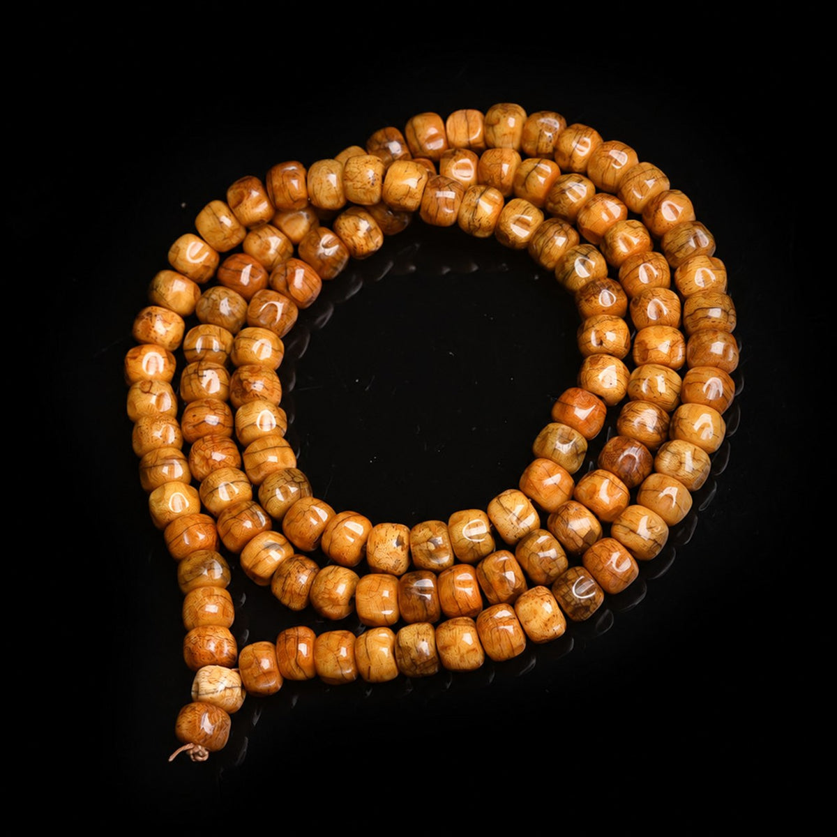 EverestArtstudios Natural Camel Bone and Passion Seed 108-Bead DIY Strand