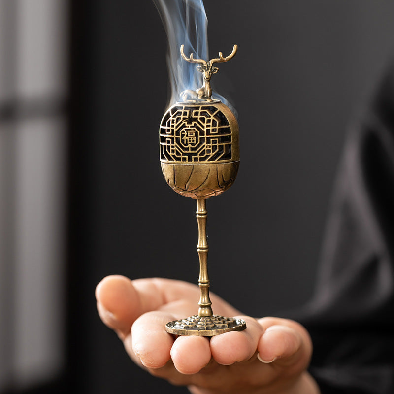 Golden magpie palace lamp Fulu plate incense burner household indoor small auspicious cloud incense burner alloy creative ornament