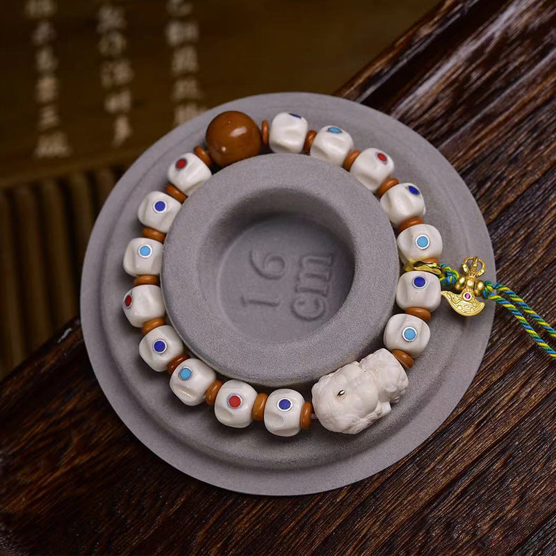 EverestArtstudios Yak Bone Seed-Pattern Inlay Bracelet
