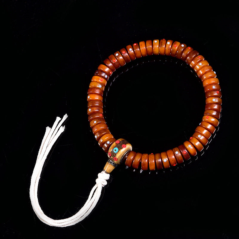 EverestArtstudios Camel Bone Tassel Cord Bracelet