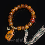 EverestArtstudios Camel Bone Smiling Motif Mantra Charm Bracelet
