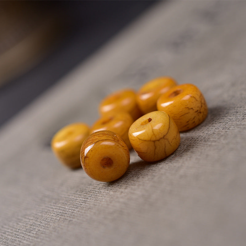 EverestArtstudios Tibetan Natural Aged Yak Bone Barrel-Bead 108-Bead Mala
