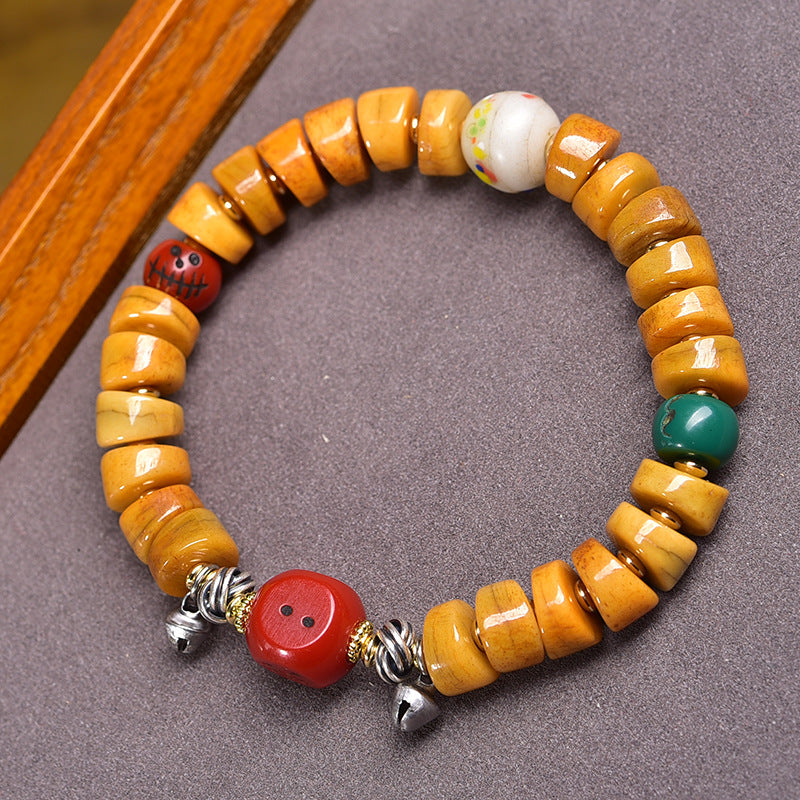 EverestArtstudios Bone Sculpted Bead Buddha Charm Bracelet
