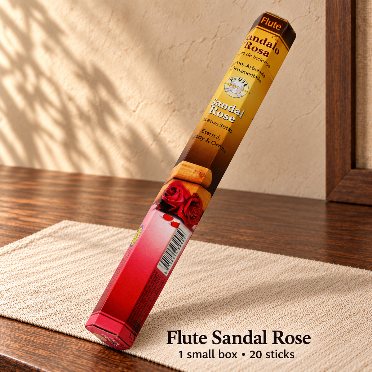 Flute Sandal Rose — 20 sticks / one small box