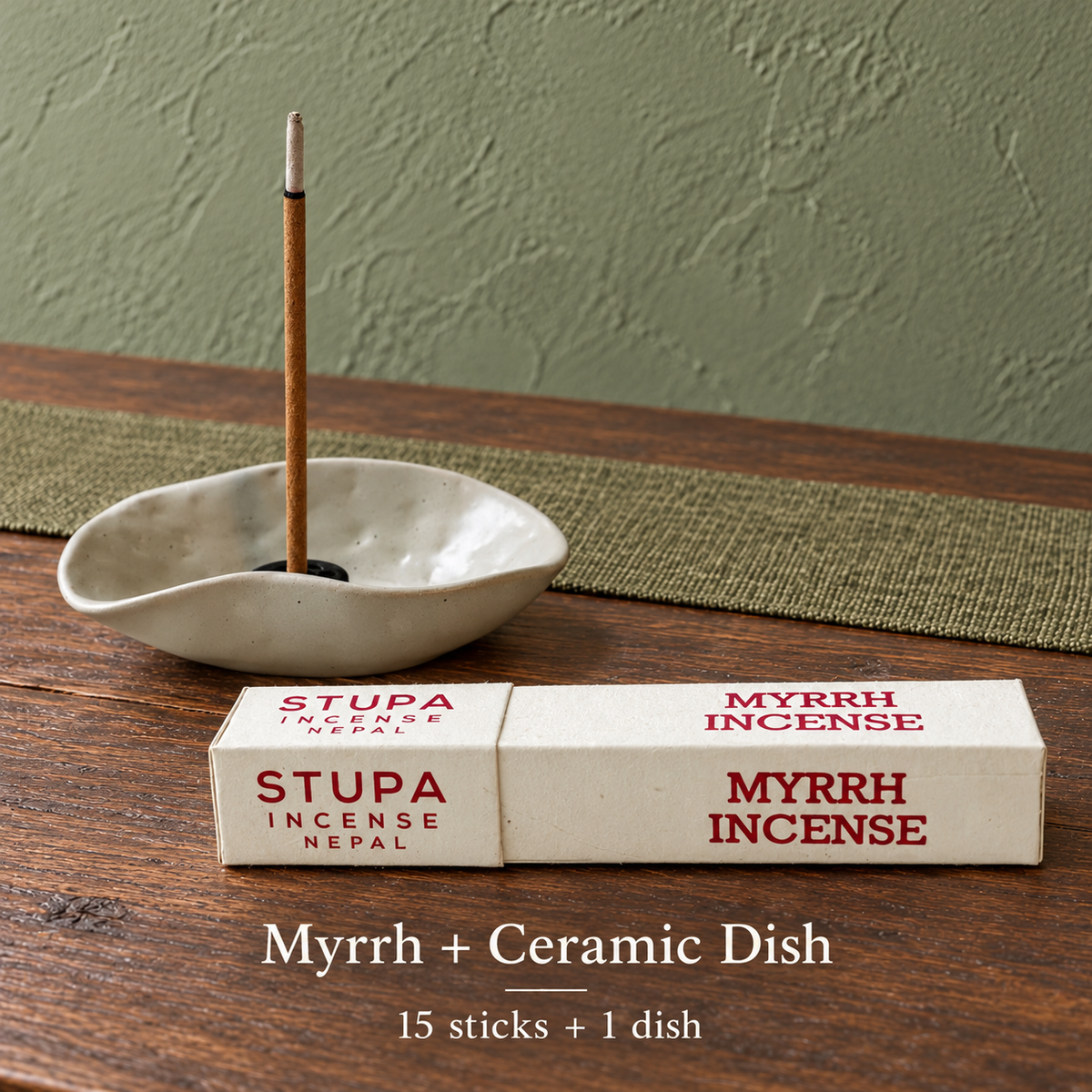 PTSX-TB778779405420-03 | Myrrh / 15 sticks / with dish | 15 sticks + ceramic dish