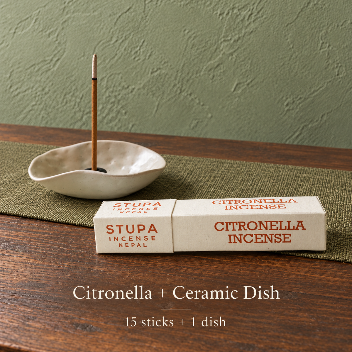 PTSX-TB778779405420-05 | Citronella / 15 sticks / with dish | 15 sticks + ceramic dish