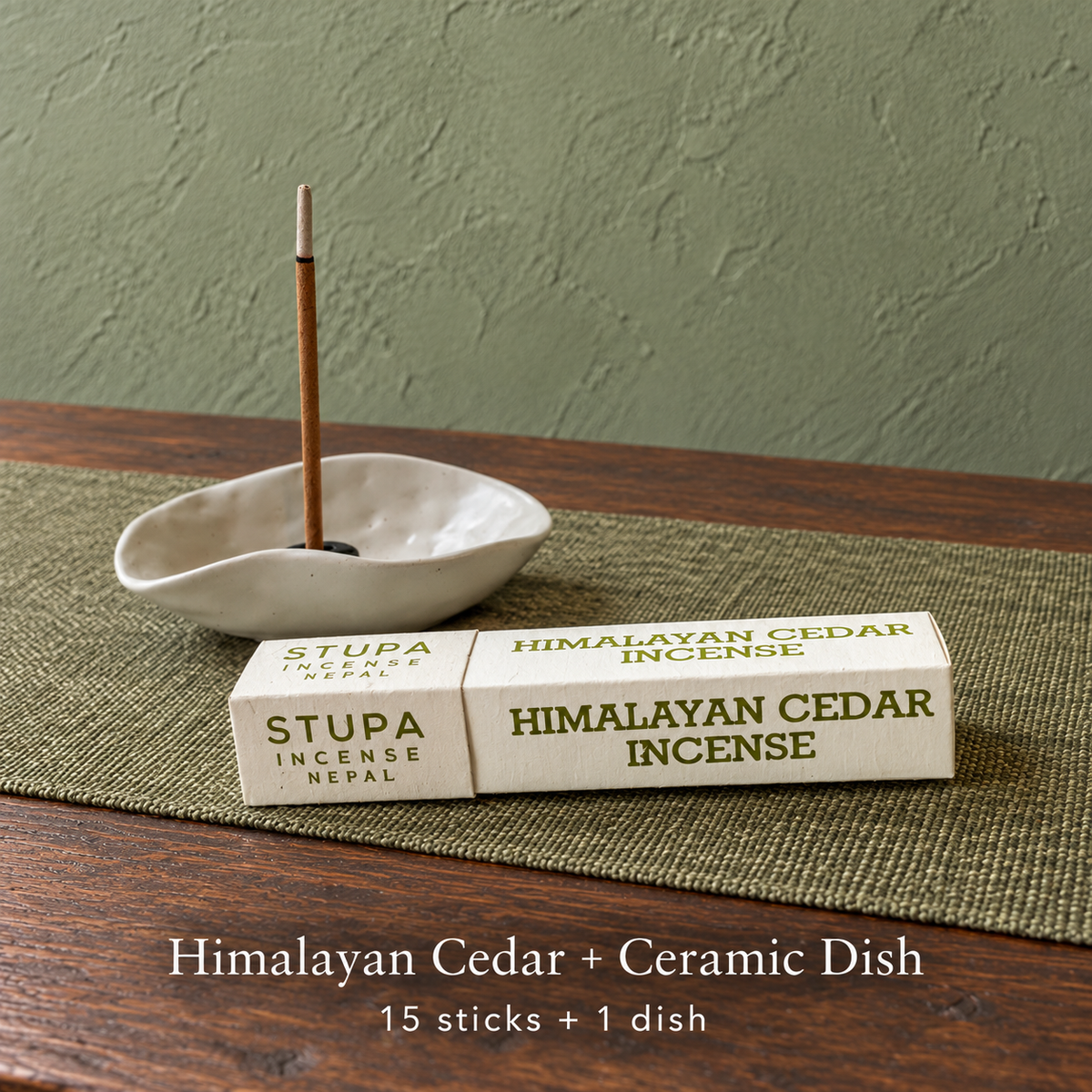 PTSX-TB778779405420-07 | Himalayan Cedar / 15 sticks / with dish | 15 sticks + ceramic dish