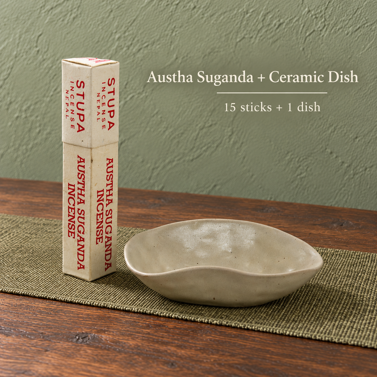 PTSX-TB778779405420-13 | Austha Suganda / 15 sticks / with dish | 15 sticks + ceramic dish