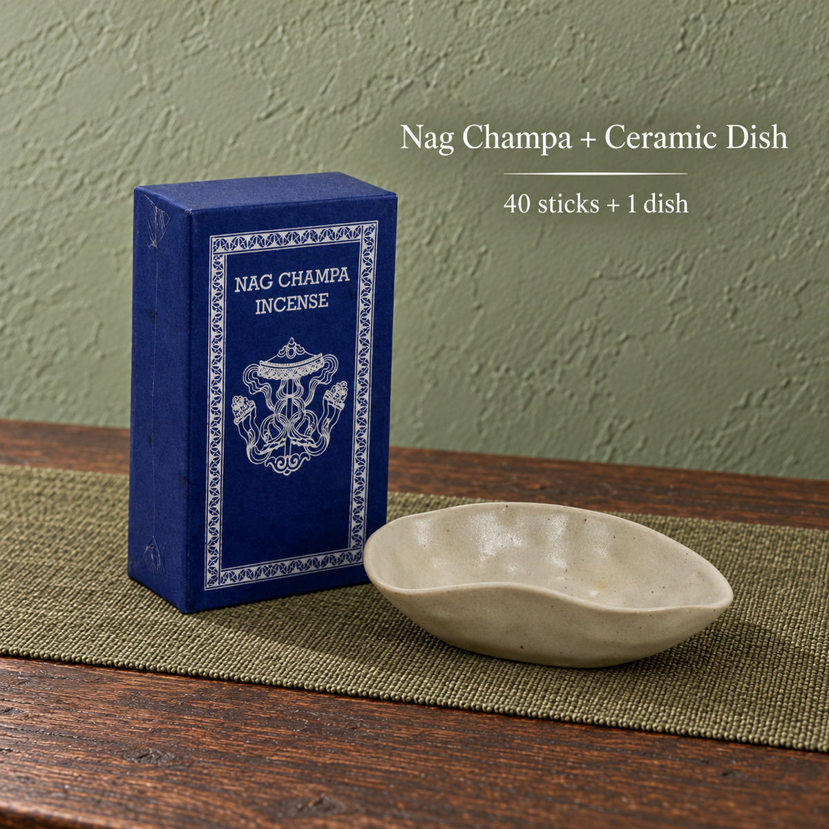 PTSX-TB778779405420-16 | Nag Champa / 40 sticks / with dish | 40 sticks + ceramic dish