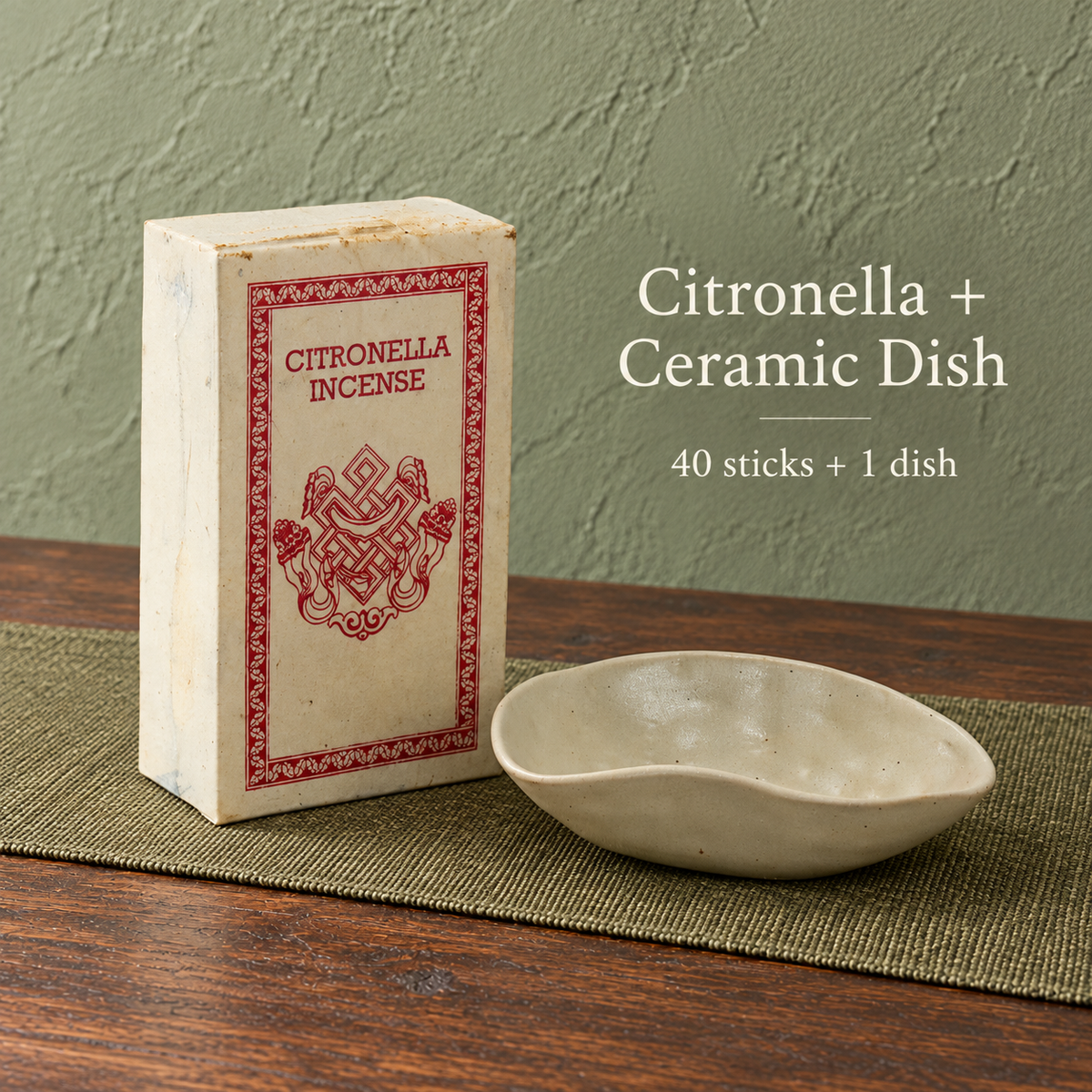PTSX-TB778779405420-19 | Citronella / 40 sticks / with dish | 40 sticks + ceramic dish