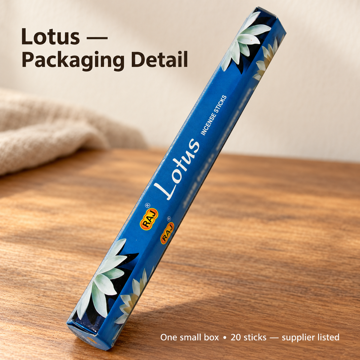 RAJ Lotus blue label detail