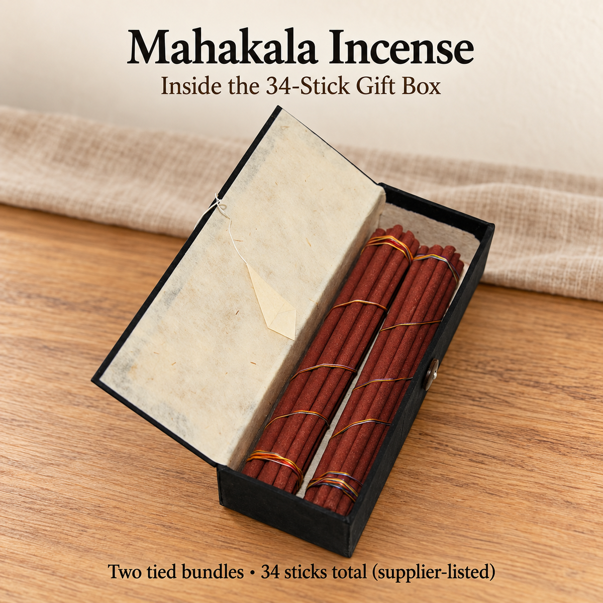 Mahakala Incense — 34-Stick Gift Box or 30-Stick Wrapped Tube — main-4