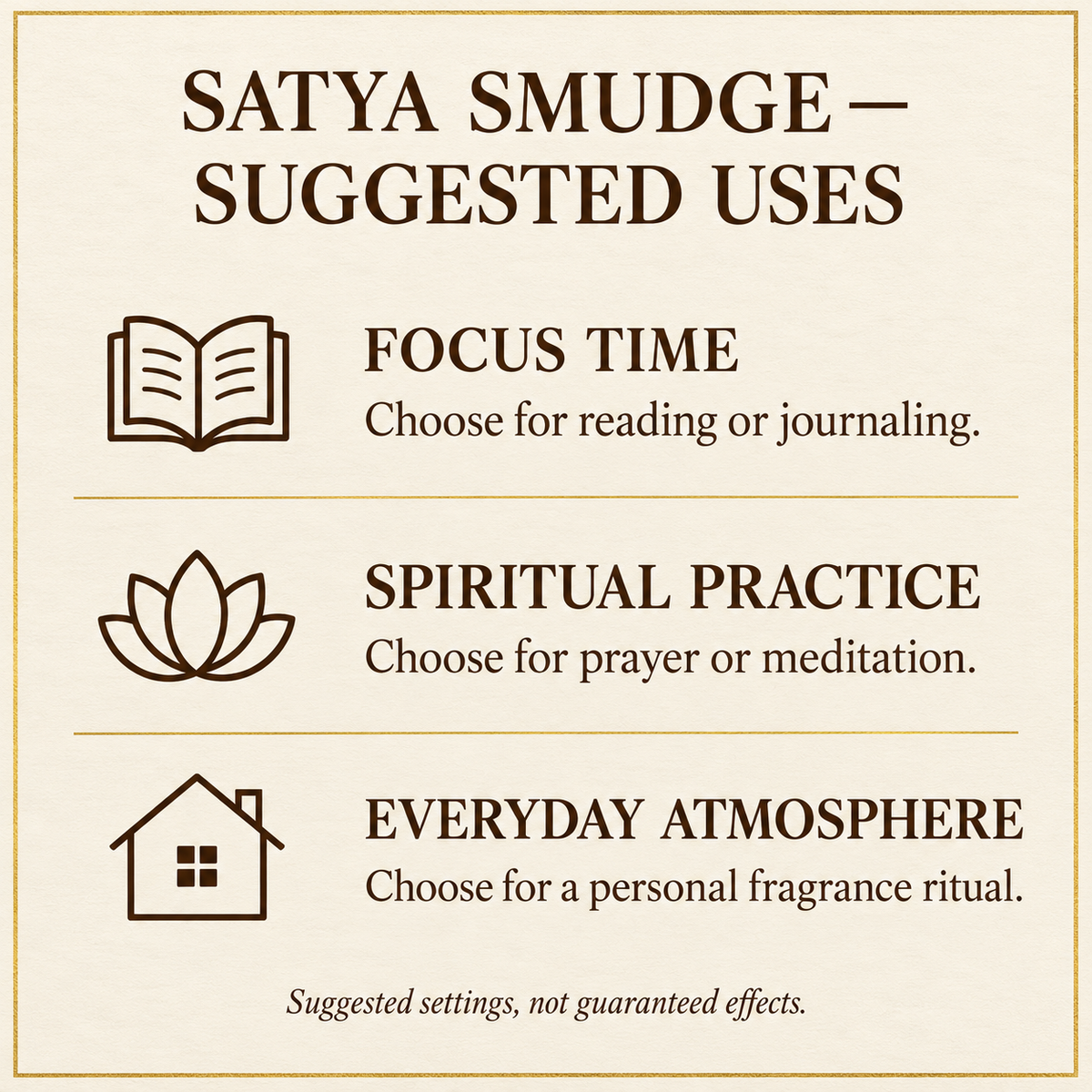 Satya smudge suggested uses | English information guide