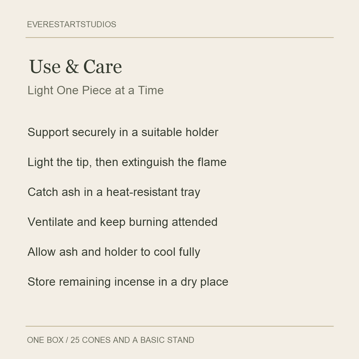 Sandalwood Cone Incense — Use & Care