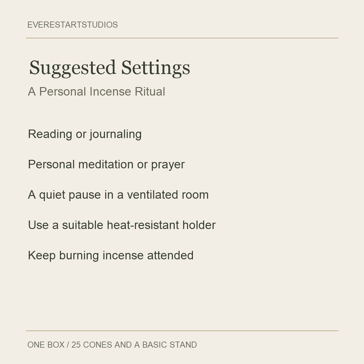 Sandalwood Cone Incense — Suggested Settings
