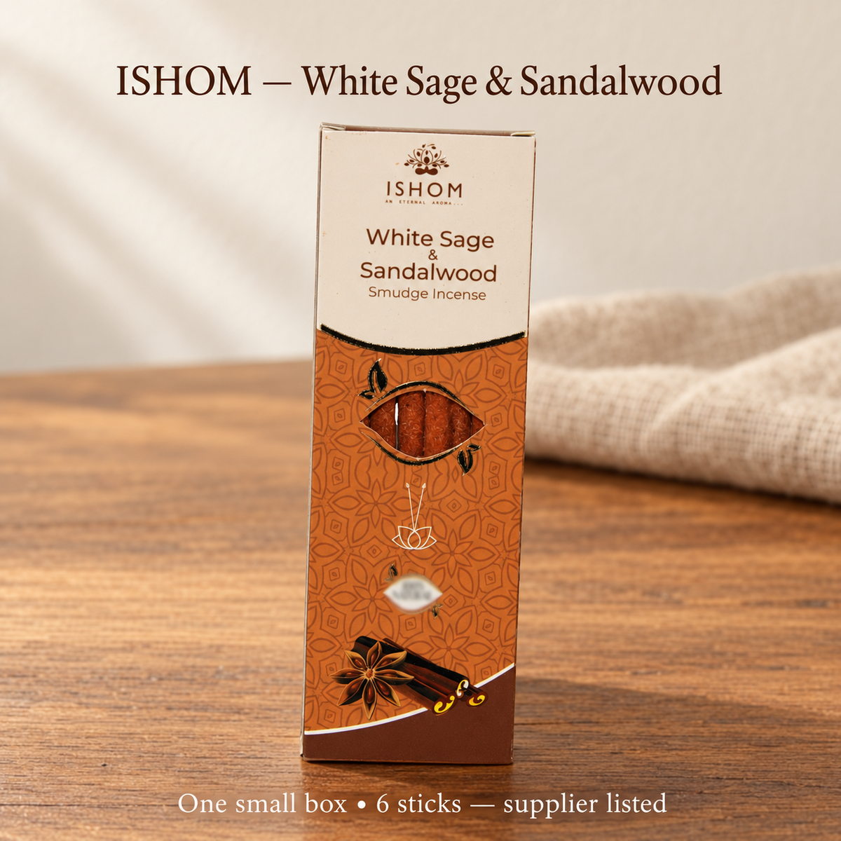 ISHOM White Sage & Sandalwood six-stick original small box