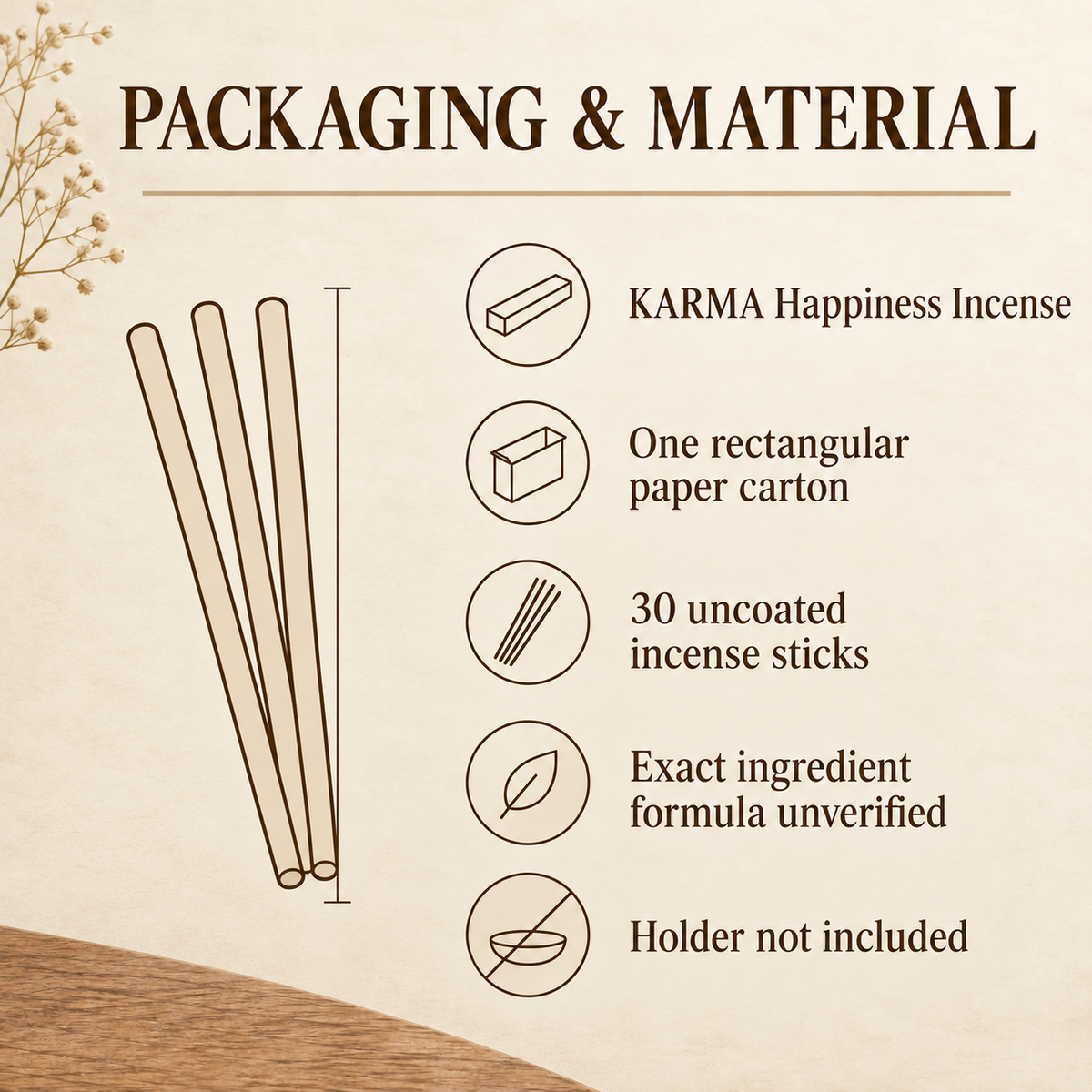 KARMA Happiness Incense — 30 Sticks, 21 cm — pack