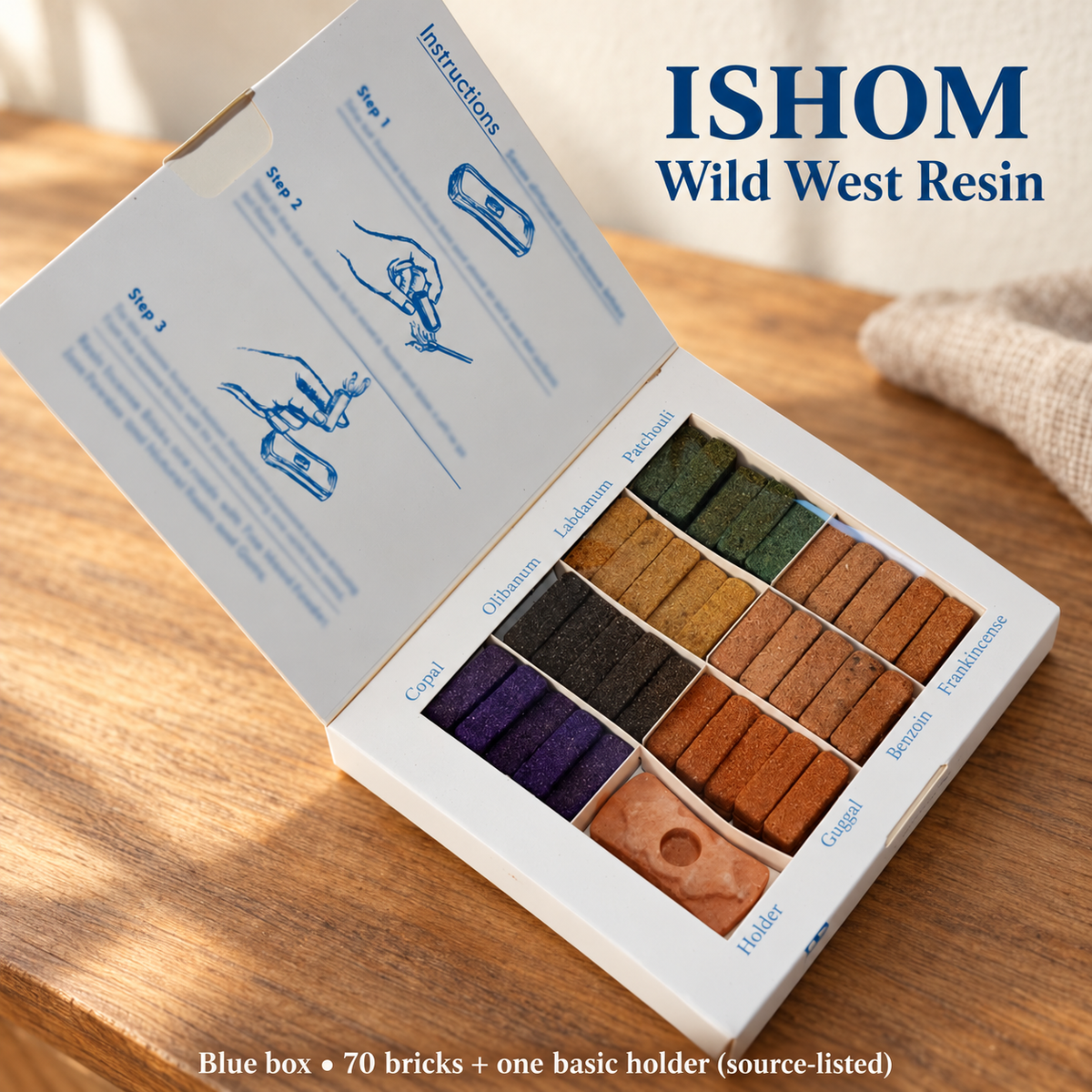 ISHOM Incense Brick Sets — Blue & Green Series, 70 or 140 Bricks | variant-01