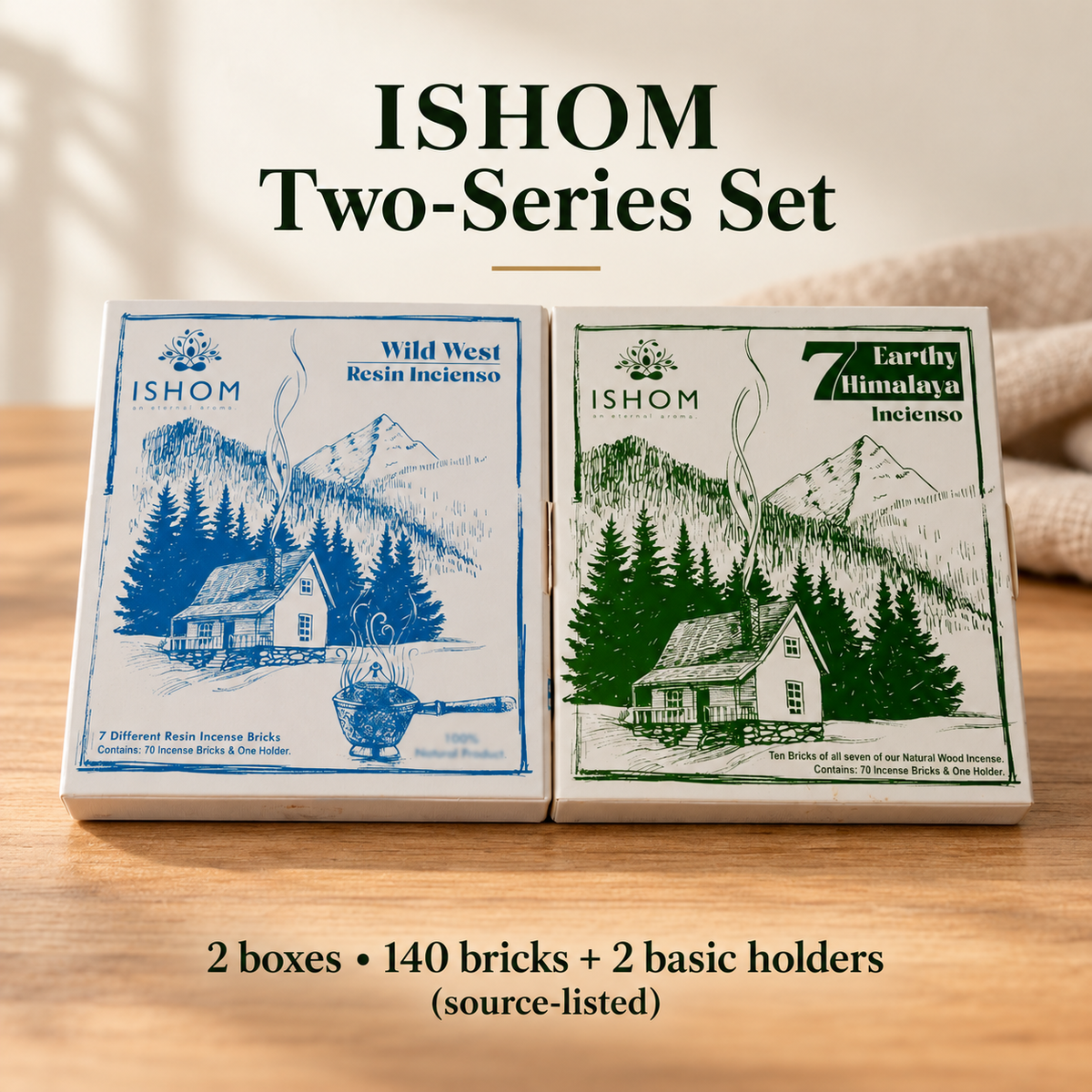 ISHOM Incense Brick Sets — Blue & Green Series, 70 or 140 Bricks | variant-03