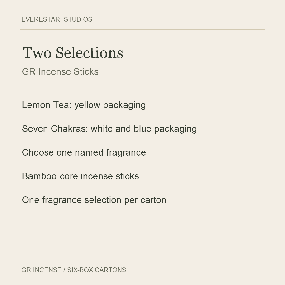 GR Lemon Tea & Seven Chakras Incense — Two Selections
