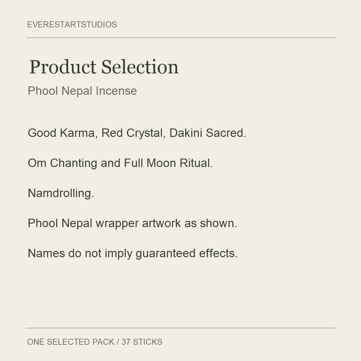 Phool Nepal Incense — Six Wrapped Selections — Product Selection
