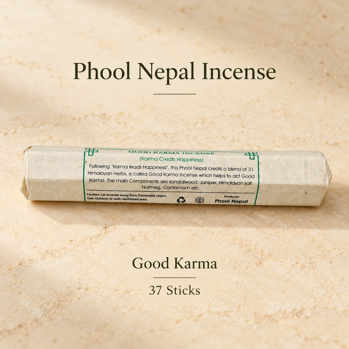 Phool Nepal Incense — Six Wrapped Selections — Good Karma / 37 Sticks