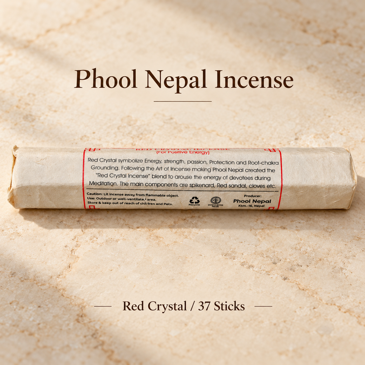 Phool Nepal Incense — Six Wrapped Selections — Red Crystal / 37 Sticks