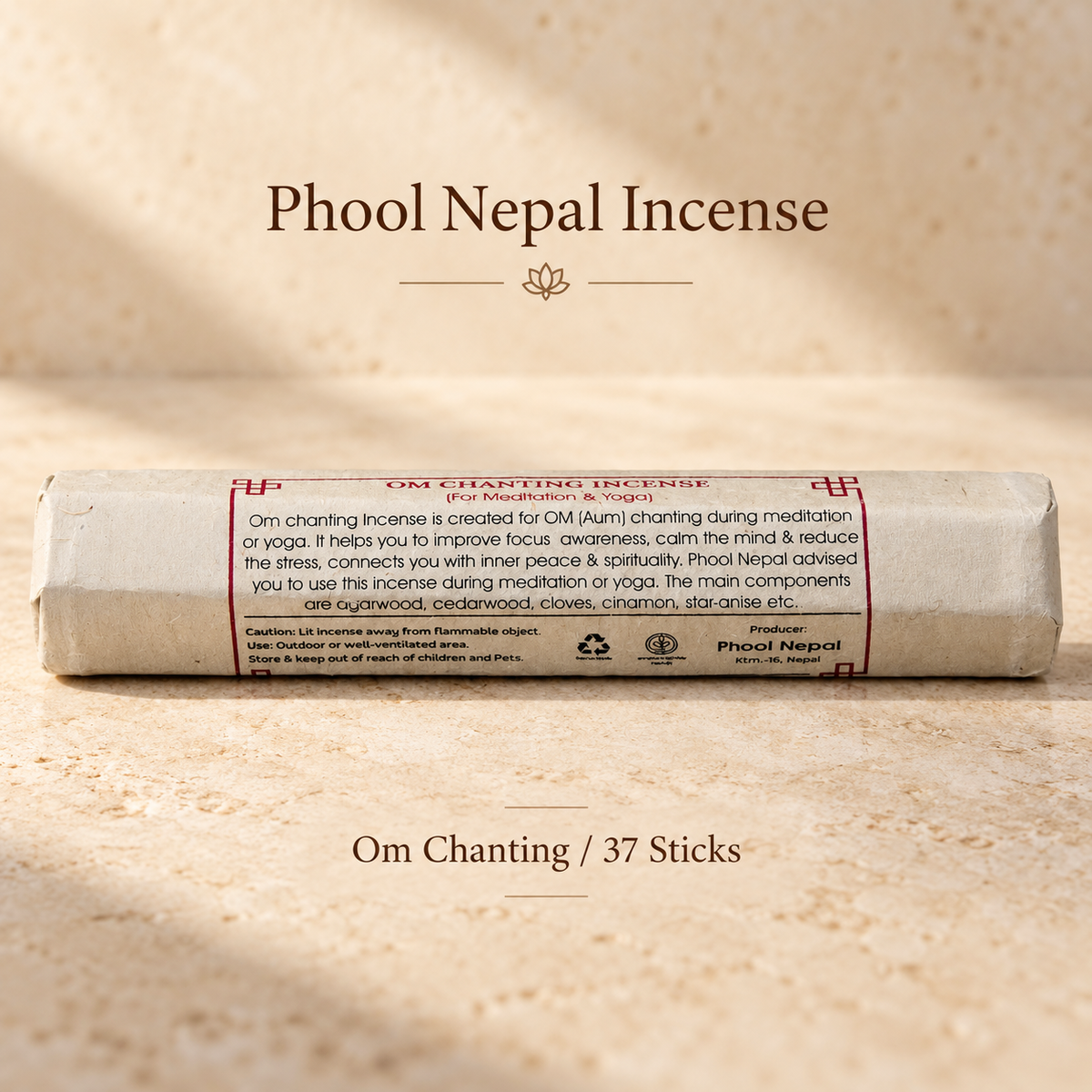 Phool Nepal Incense — Six Wrapped Selections — Om Chanting / 37 Sticks