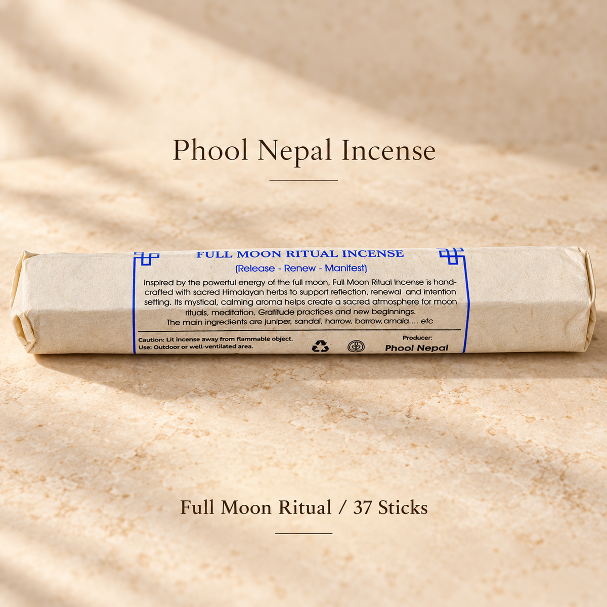Phool Nepal Incense — Six Wrapped Selections — Full Moon Ritual / 37 Sticks