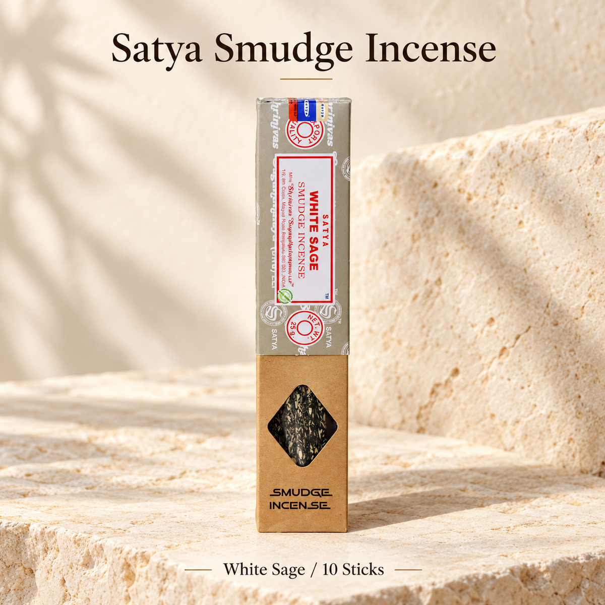 Satya Smudge Incense — Six Fragrances — White Sage / 10 Sticks