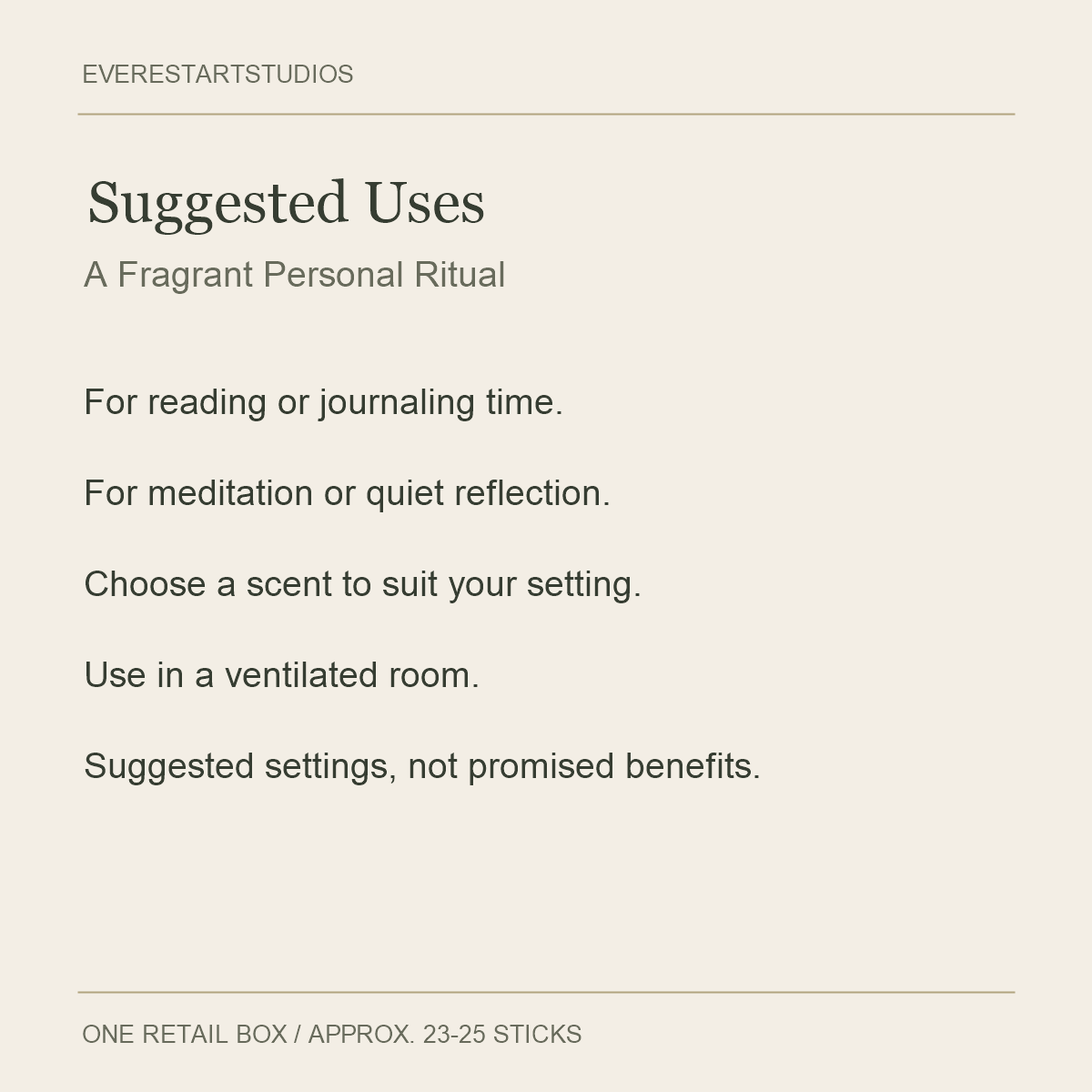 Agar 31 Incense Sticks — 23–25 Sticks — Suggested Uses