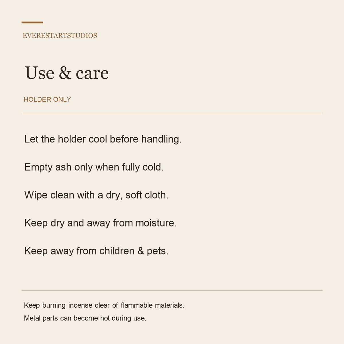 Coil incense holder — care